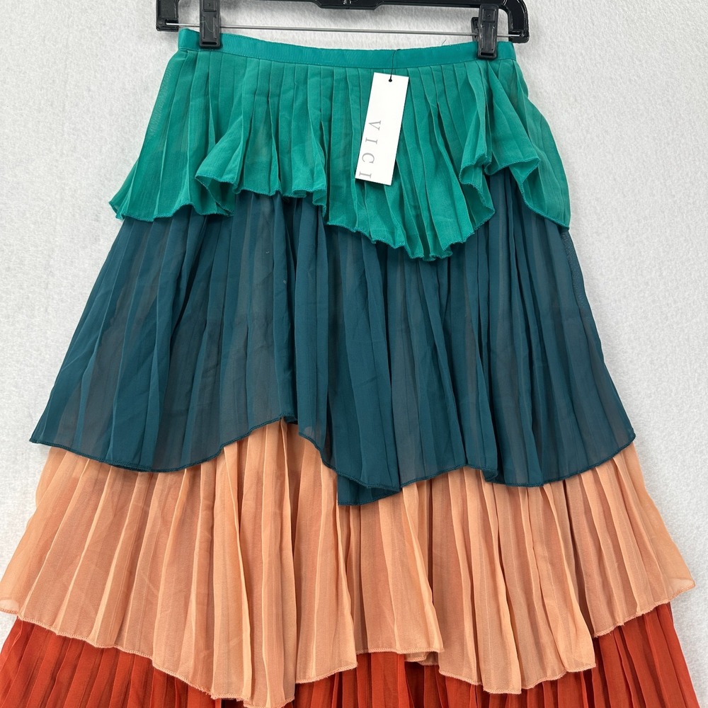 L'ATISTE Ruffle Tiered Maxi Skirt Chiffon Layered Artsy‎ Multicolor - SMALL - Picture 2 of 11